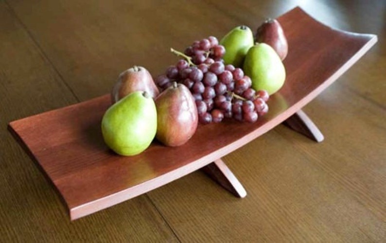 The Platter, Recycled Oak Wine Barrel Staves large plate, centerpiece, Cherry Chocolate color image 4