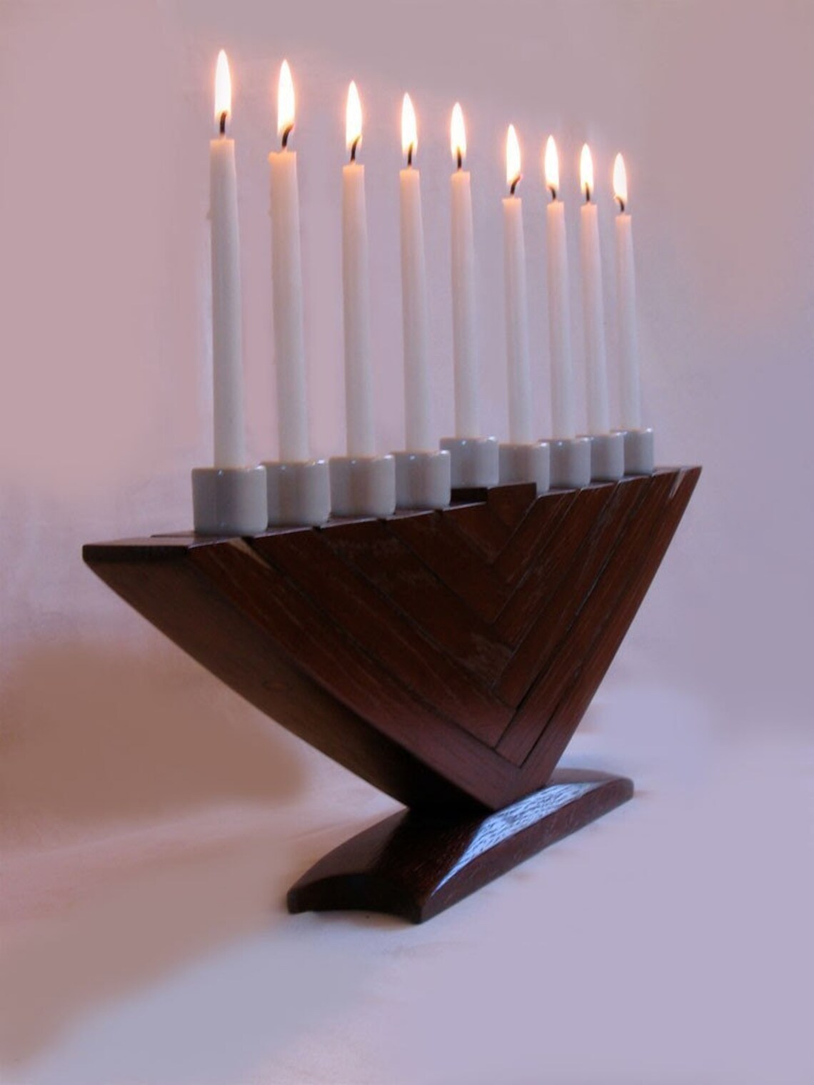 The Fern Kosher Menorah Recycled Oak Wine Barrel Staves Etsy