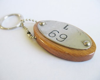 Tags keychain little morsel of recycled oak wine barrel top with barrel metal identification tag