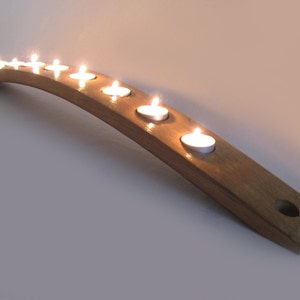 The Sunrise, Finest Oak Wine Barrel Stave Candle Holder 5 or 7 candles, elegantly recycled wood, choose your color image 1