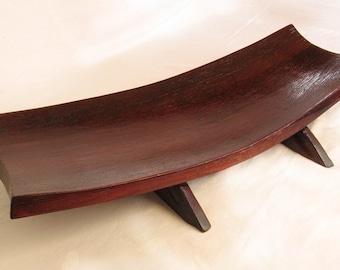 The Platter, Recycled Oak Wine Barrel Staves large plate, centerpiece, Cherry Chocolate color