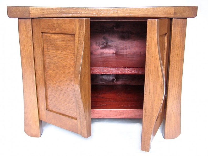 Elf, small oak cabinet bench recycled wine fermentation tanks, shoe storage image 3