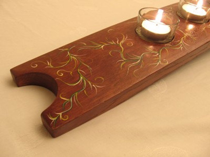 Hand Painted Finest Oak Wine Barrel Stave Candle Holder, 5 Candles