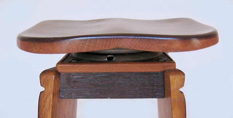 Twister, swivel stool recycled oak wine barrel staves, ergonomic seat, limited edition image 5