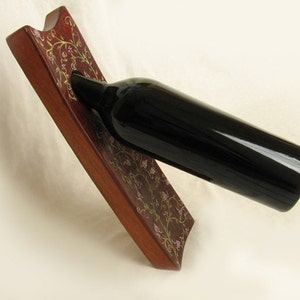 Full Of Balance, solid oak wine barrel stave bottle holder, RECYCLED wood image 1