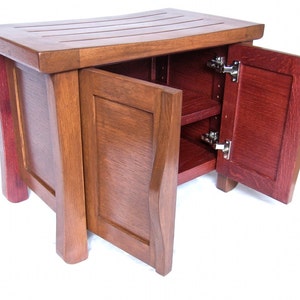 Elf, small oak cabinet bench recycled wine fermentation tanks, shoe storage image 2