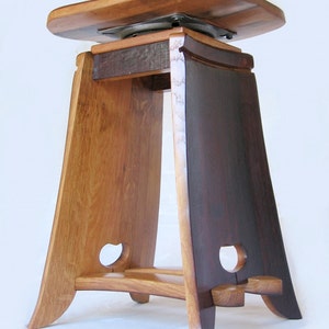 Twister, swivel stool recycled oak wine barrel staves, ergonomic seat, limited edition image 2