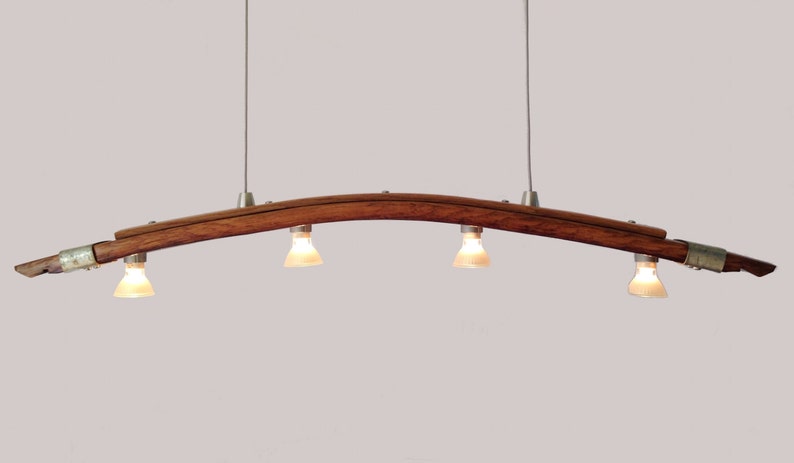 Saba, recycled wine barrel stave pendant light, kitchen island lighting image 3