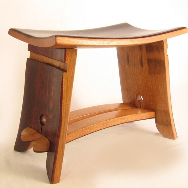 The Emperor Seat, recycled oak wine barrel staves gorgeous stool, small bench