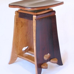 Twister, swivel stool recycled oak wine barrel staves, ergonomic seat, limited edition zdjęcie 3