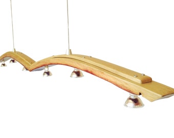 Seagull, recycled wine barrel stave long pendant light, kitchen island lighting