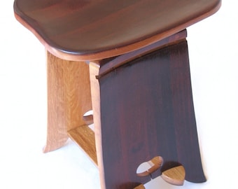 Twister, swivel stool recycled oak wine barrel staves, ergonomic seat, limited edition