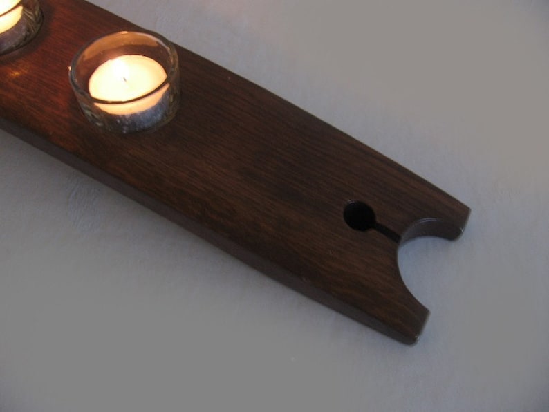 The Moonlight, Finest Oak Wine Barrel Stave Candle Holder 5 or 7 candles, elegantly recycled wood, choose your color image 2