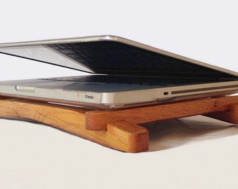 Hashtag, recycled oak wine barrel laptop stand