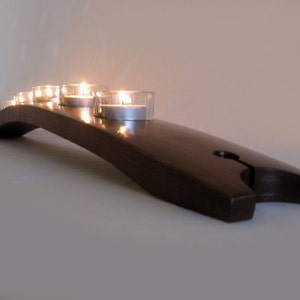 The Moonlight, Finest Oak Wine Barrel Stave Candle Holder 5 or 7 candles, elegantly recycled wood, choose your color image 1