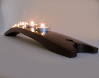 The Moonlight, Finest Oak Wine Barrel Stave Candle Holder 5 or 7 candles, elegantly recycled wood, choose your color