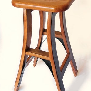 Eiffel, barstool recycled oak wine barrel high stool image 3