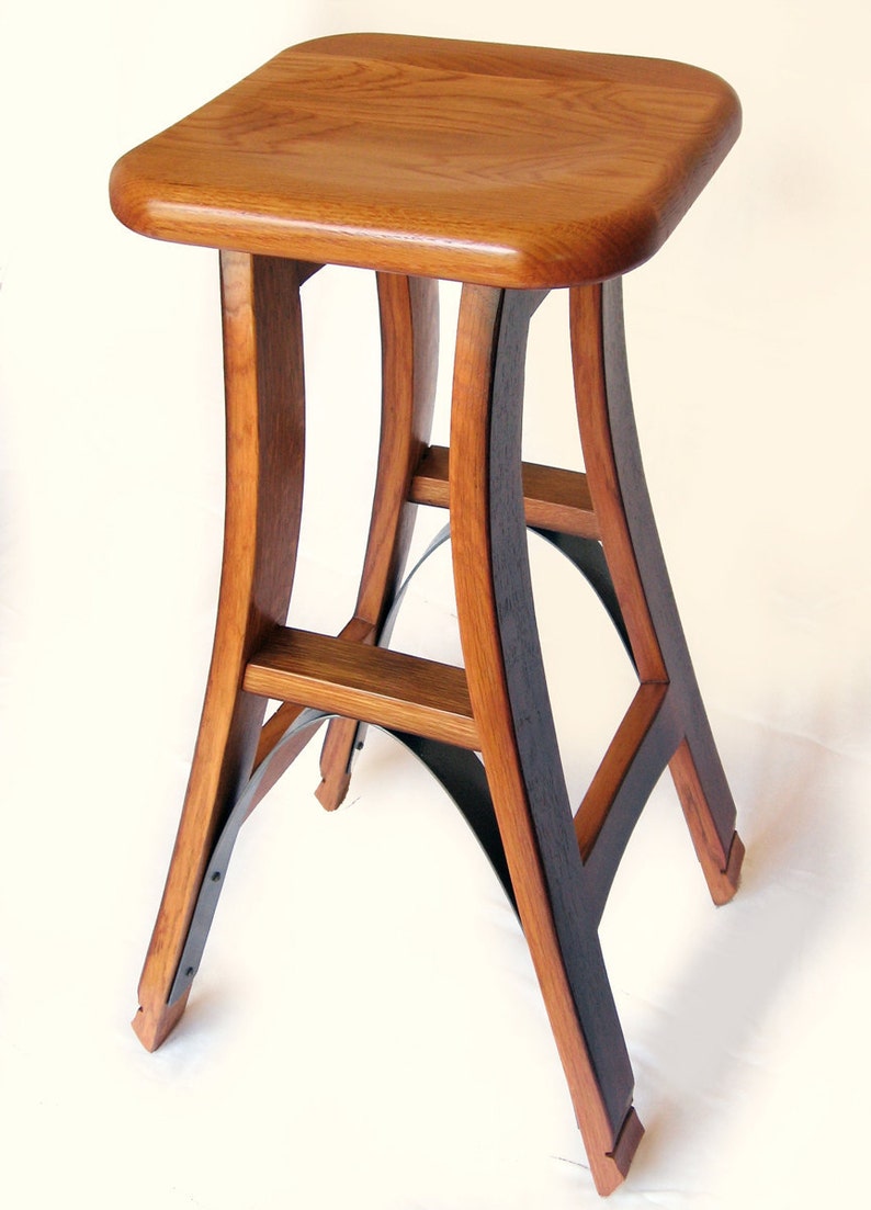 Eiffel, barstool recycled oak wine barrel high stool image 3