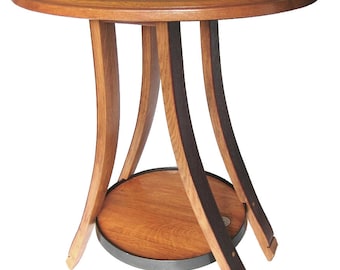 Cricket, oval recycled oak wine barrel end or side table, 4 legs