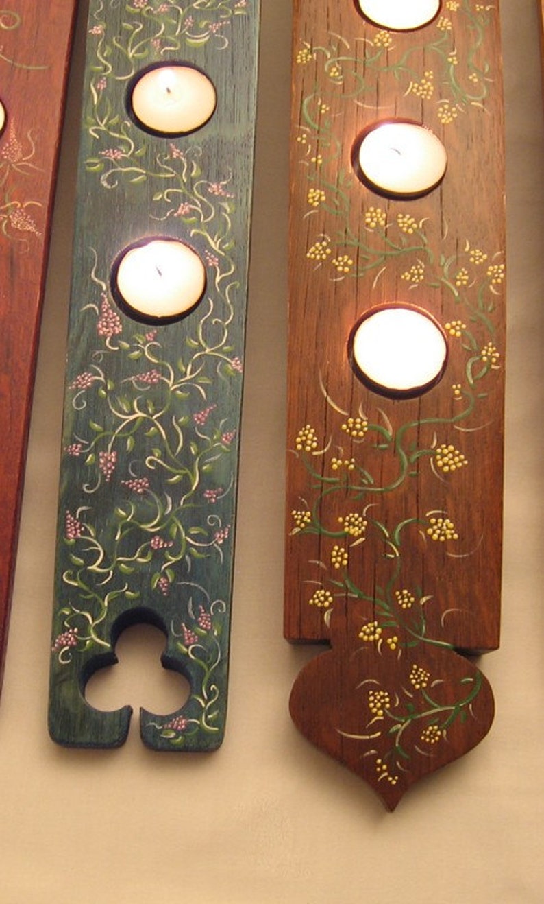 Hand Painted Finest Oak Wine Barrel Stave Candle Holder 5 Etsy