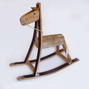 The Rocking Green Horse, recycled oak wine barrel staves, one of a kind piece image 1