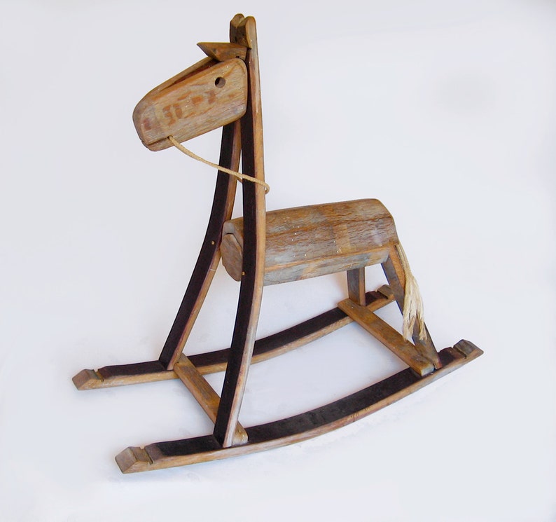 The Rocking Green Horse, recycled oak wine barrel staves, one of a kind piece image 1