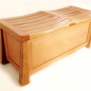 Venice Chest, solid white oak trunk, large bench made with recycled wood from wine fermentation barrels image 1