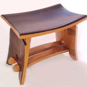 The Emperor Seat, recycled oak wine barrel staves gorgeous stool, small bench image 4