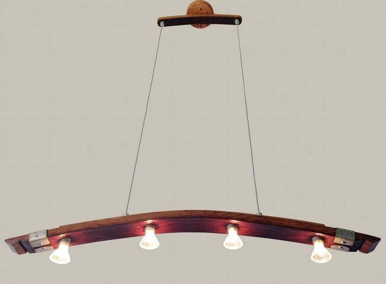 Saba, recycled wine barrel stave pendant light, kitchen island lighting image 4