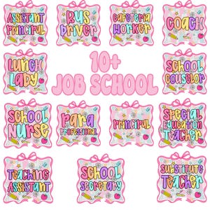 School Occupation PNG Bundle, Preppy Back To School Teacher Sped Para Counselor Shirt Design, First Day Hand Drawn Colorful Digital File