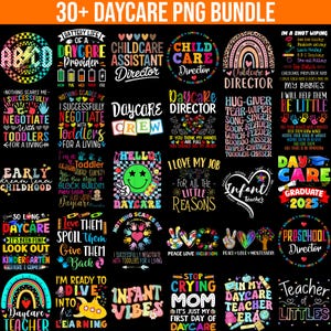 30+ Kindertagespflege Bundle Png, Kindertagesstätten-Tour Png, Kindertagesstätten-Personal-Crew, Kinderbetreuer Png, niedliches Geschenk für Kindergärtnerin, lustiges Kleinkind-Lehrer-Design