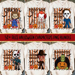 50+ Retro Halloween Bundle Png, Scary Movie Png, Horror Character Sublimation PNG, Halloween Png, Horror Movie Png, Horror Characters Png