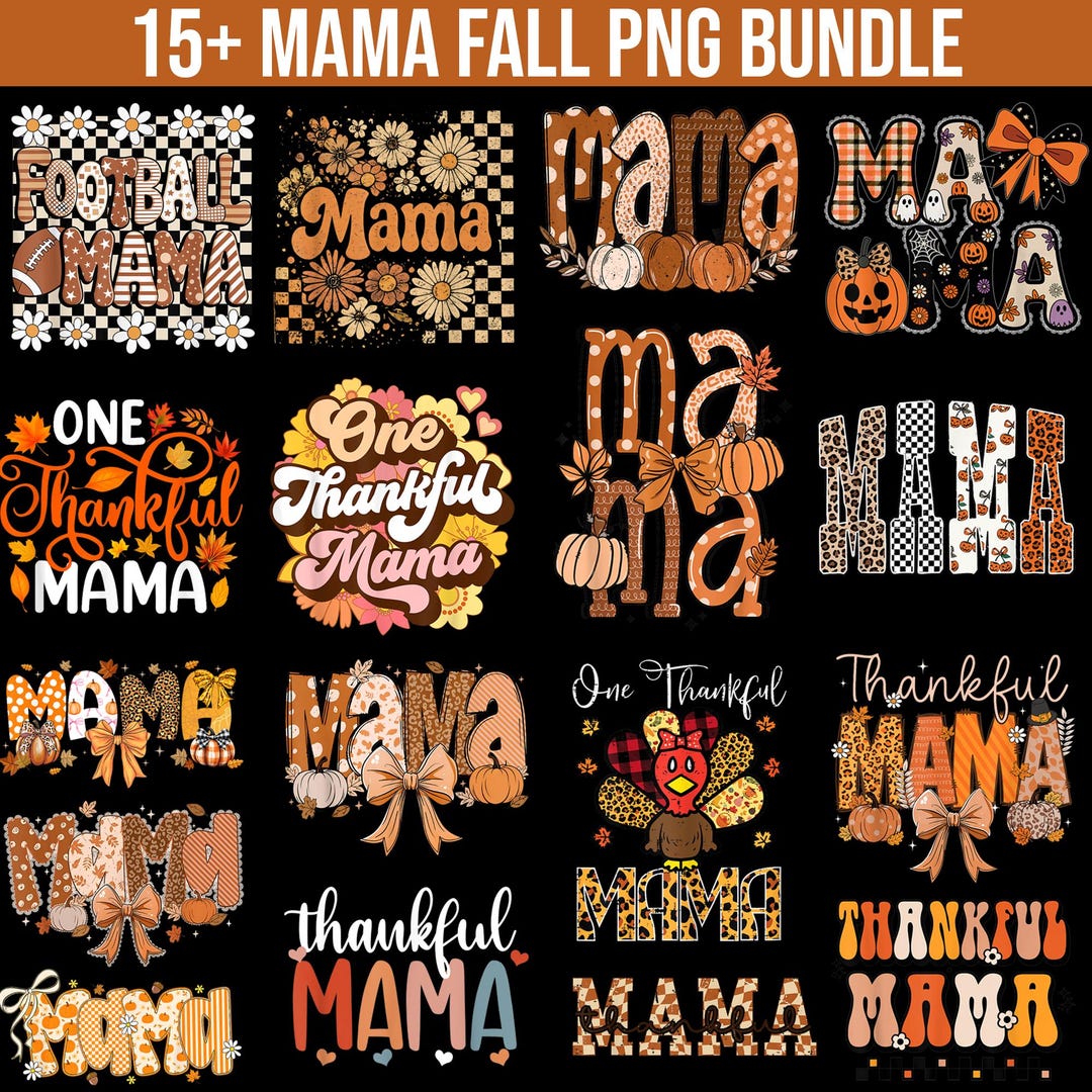 Letrero Fall 15+ Fall Mama PNG Bundle, Mama Florall Png, Halloween Patchwork Letters ...