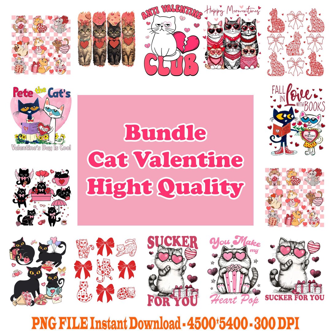15 Valentine Cat Png Bundle Valentine PNG Heart Love Cat Valentine Png ...