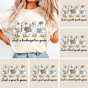 Back to School Goose PNG Bundle, Coquette Teacher First Day of School Shirt Design, Preppy Floral Sublimation, Pre-k 1st/2nd/3rd/4th Grade