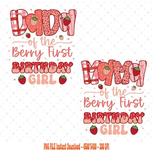 Mama Of The Berry First Birthday Girl Png, Dada Of The Birthday Girl Png,Family Party Decor png,Berry Sweet Birthday,Strawberry 1st Birthday