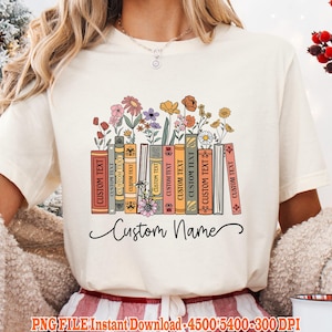 Floral Book Custom Name Png, Book Png, Book Lover Png, Retro Book Png, Bookish Png, Book Lover Gift, Digital Download, Personalized PNG