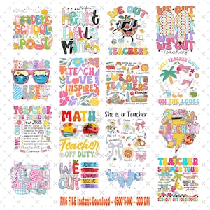 Last day of School Png Bundle, Teacher png, Teacher Bundle png, Coquette bow, Dalmatian dots retro Checkered, Last Days school, Teacher Life
