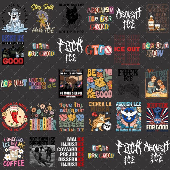 30+ Anti ICE PNG Bundle, Anti Trump Liberal Activism Graphic, Protest Art Design, Abolish ICE Political, Digital Download File