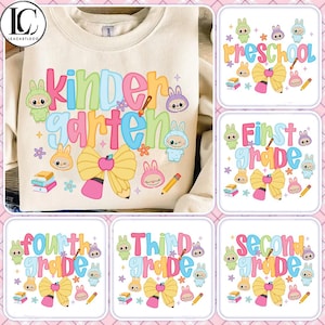 Coquette Dolls Cartoon Back To School Png Bundle, First Day Of School Png, Neon Teacher Png, Cartoon New School Year, Cartoon Shirt Designs