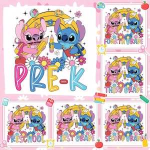 Back to School Bundle PNG, Blue Alien Girly Coquette Sublimation, Pink Bow Pre-k 1st/2nd/3rd/4th Grade, First Day of School