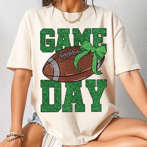 Gameday PNG, Green Team Color Retro Football png, Football Mom png, Football Shirt Png, Checkered Star Football shirt sublimation, Game Day