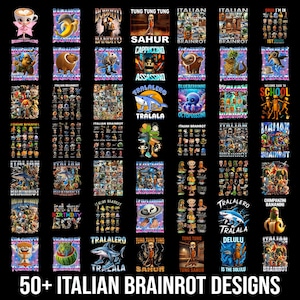 50+ Italienische Brainrot Hommage Png Bündel, Italienische Gehirnrot Shirt Design, Bombardino Crocodilo Png, Tralalero Tralala, Tung Tung Tung Sahur Png
