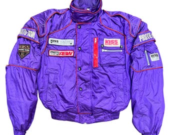 美品 KISS RACING TEAM バイクジャケット パープル Rare!! NANKAI Motorcycle Pro Racing Light Jacket Colourblock Style
