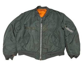 Vintage 90s ALPHA INDUSTRIES Reversible Flight MA-1 Bomber Jacket