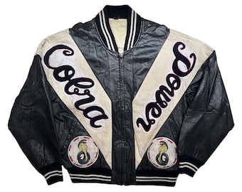 very rare vintage jacket leather cobra power international fashion team ford shelby hip hop rapper racing