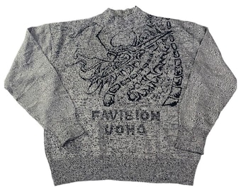very rare vintage knitwear sweater favision uomo dragon art