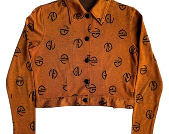 Camisa vintage muy rara, top corto de punto con monograma de Guy Laroche
