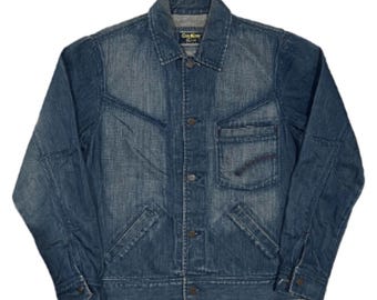 very rare vintage jacket denim jeans trucker oshkosh classic work chore