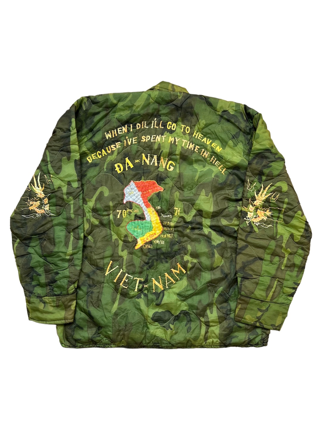 Very Rare Vintage Jacket Souvenir Sukajan Vietnam War Map Da Nang